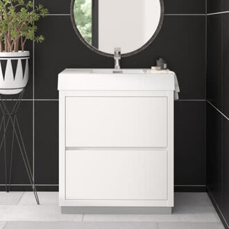 Royka 30" Single Bathroom Vanity Set Base Finish: Gloss White