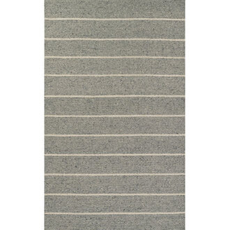 Lemington Twine Striped Handmade Handwoven Wool Gray/White Area Rug Rug Size: 5" W x 8" L