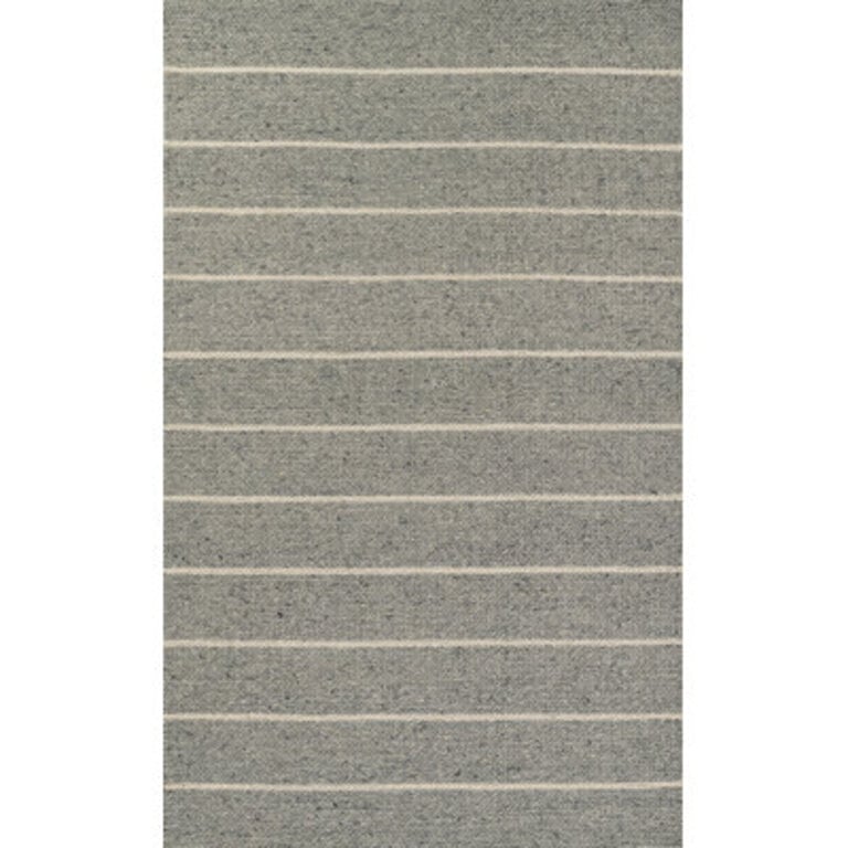 Lemington Twine Striped Handmade Handwoven Wool Gray/White Area Rug Rug Size: 5" W x 8" L