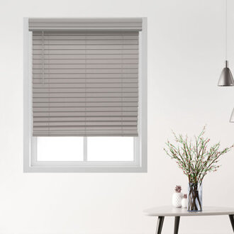 2.5 " Room Darkening Cordless Faux Wood Blind Width: 42", Length: 64", Color/Finish: Seal Gray