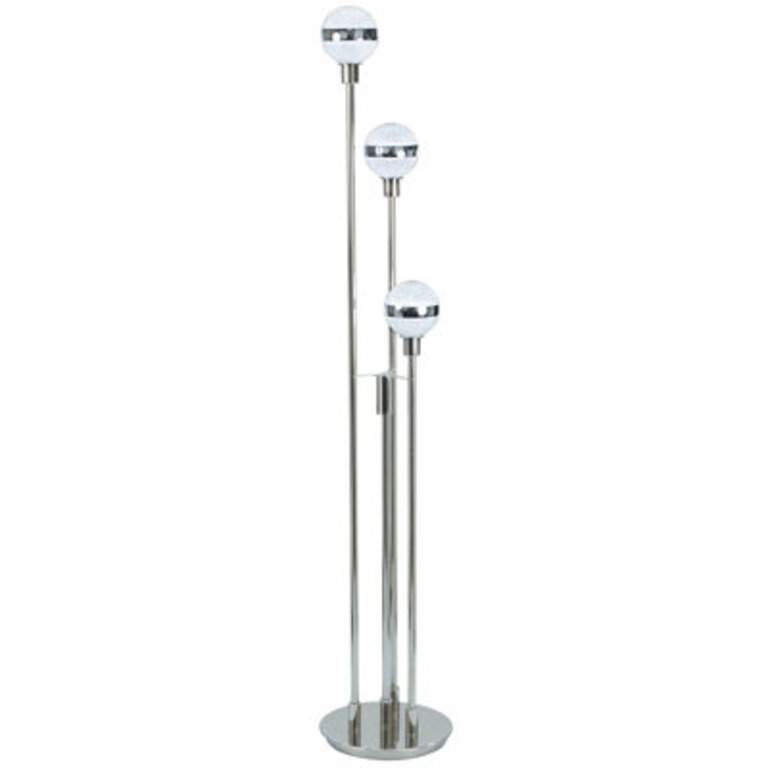 59 Inch Floor Lamp, Modern Accent Globe Glass Shade, Round Base, Nickel