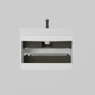 Emilson 30" Wall Mounted Single Bathroom Vanity with Solid Surface Top Base Finish: Glossy white