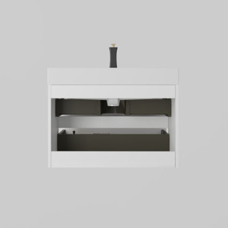 Emilson 30" Wall Mounted Single Bathroom Vanity with Solid Surface Top Base Finish: Glossy white