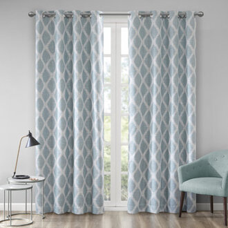Abrihet Printed Ikat Blackout Curtain Panel Curtain Color: Aqua, Size per Panel: 50" W x 84" L