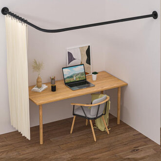 L-Shaped Stainless Steel Shower Rod, Adjustable 24-53 Inches, Drill-Free Installation, Rust-Proof, 12 Curtain Rings Included