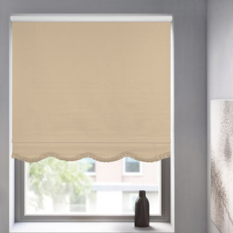 Blackout Roller Shade Textured Fringe Blind Size: 34.5"W x 64"L, Color: Sand Textured