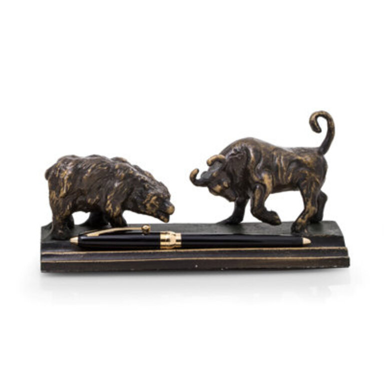 Balzer Cast Metal Bull & Bear Pen Holder