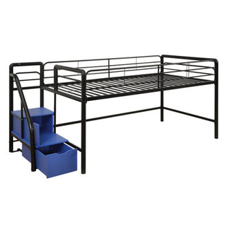 Bewley Twin Metal Loft Bed by Zoomie Kids Bed Frame Color: Black/Blue