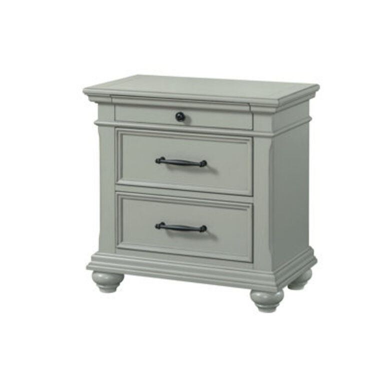 Amarilis 3-Drawer Nightstand With USB Ports In Grey