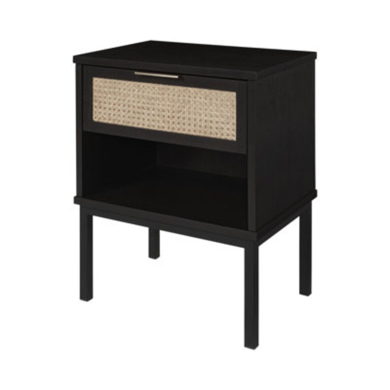 Anya 1 - Drawer Nightstand in Brown/Black Color: Black