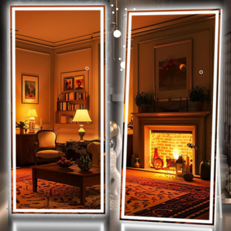 Ivy Bronx Modern & Contemporary Lighted Full-Length Mirror with Tempered Glass Finish: White, Size: 81" x 34"