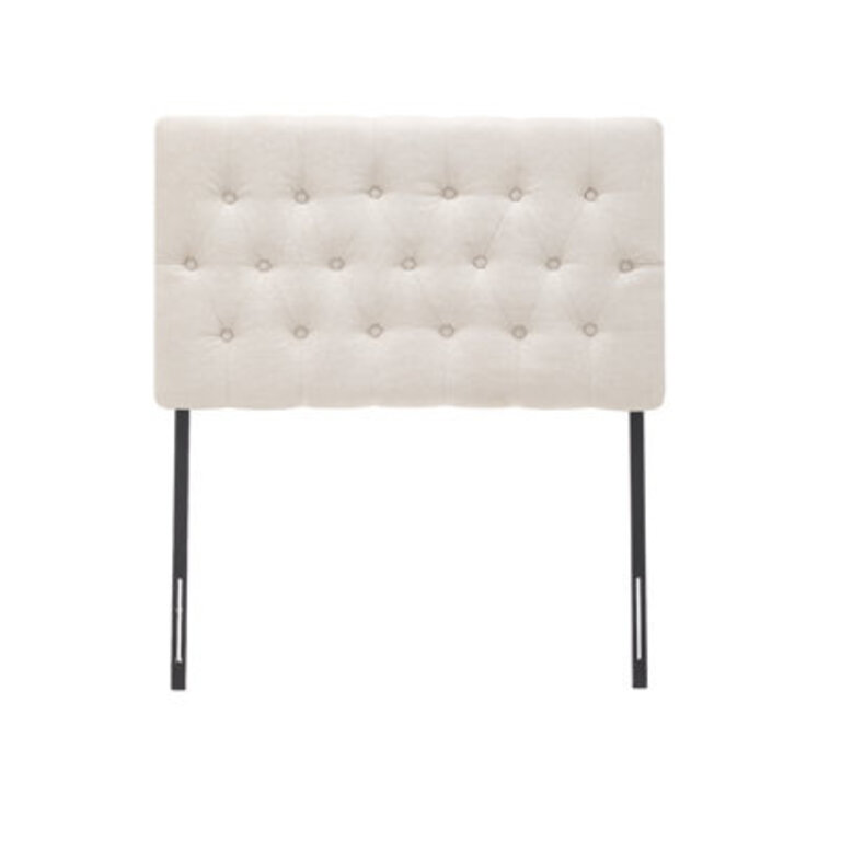 Linen Tufted Nailhead Headboard Color: Beige, Size: Twin