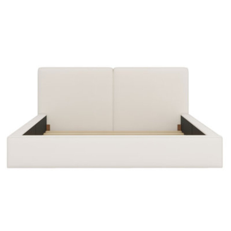 Upholstered Platform Bed, Grounded Bed With Solid Frame Color: Beige