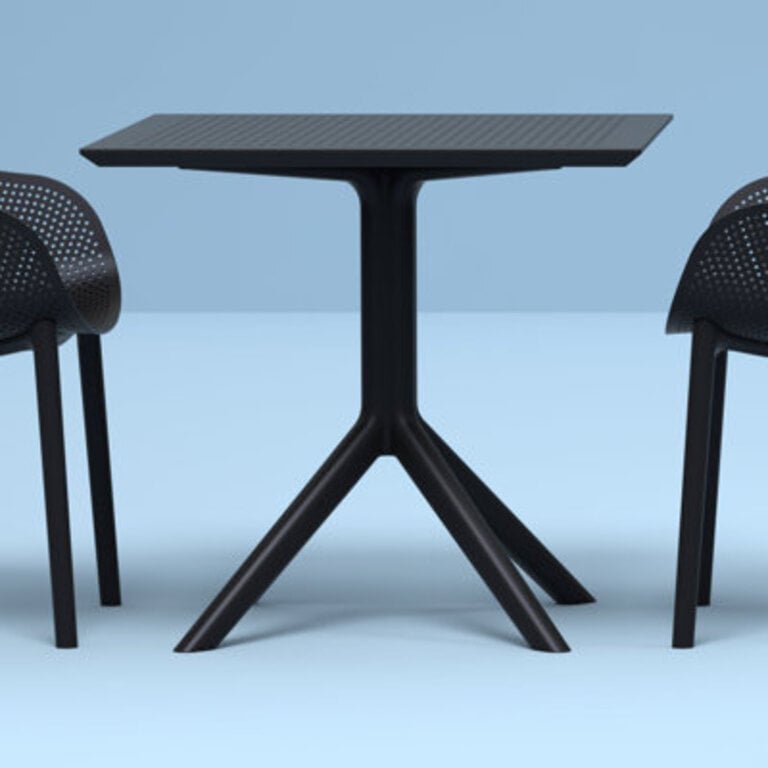 Farrah Square Patio Dining Table Color: Black, Table Size: 31.5'' W x 31.5'' L x 29.5'' H