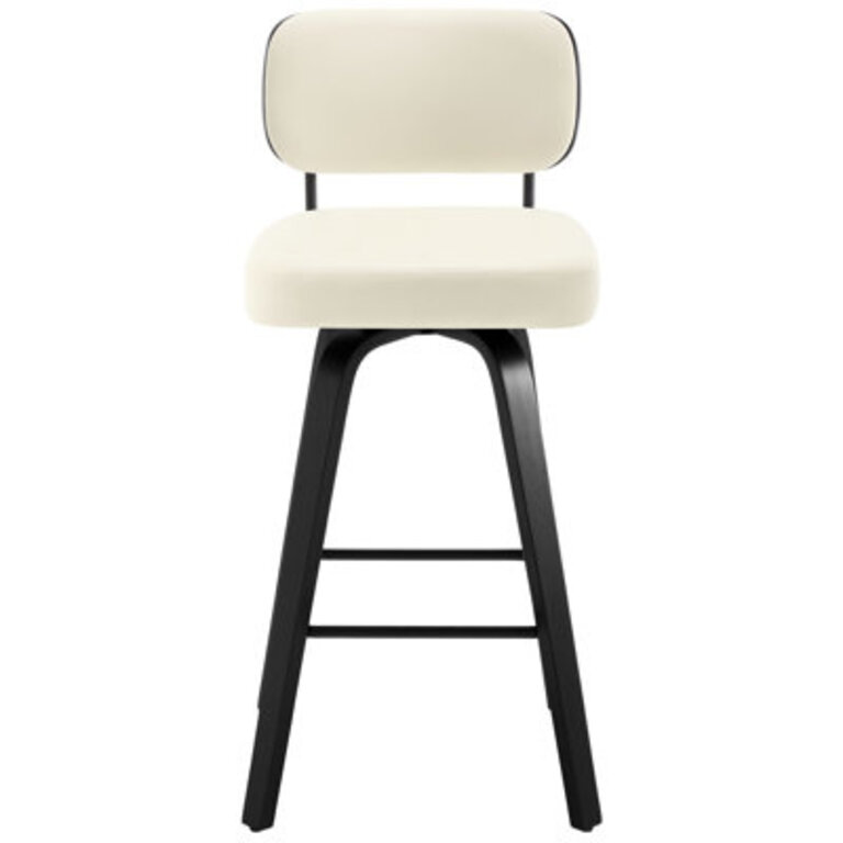 Kahana Swivel Upholstered Counter & Bar Stool Seat Height: Bar Stool (29" Seat Height), Finish: Black, Upholstery: White