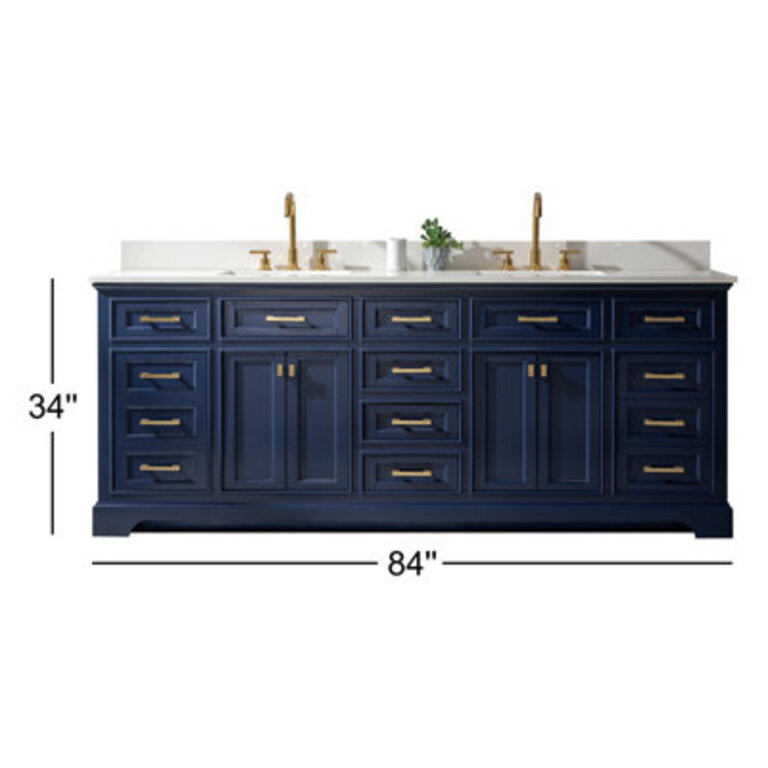 Zoila 84" W Double Bathroom Vanity Set Base Finish: Blue