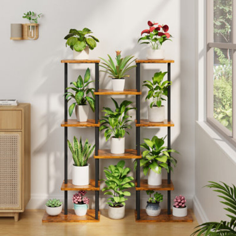 40" Plant Stand Indoor with Grow Lights, 6 Tiered Metal Plant Shelf for Indoor Plants Multiple