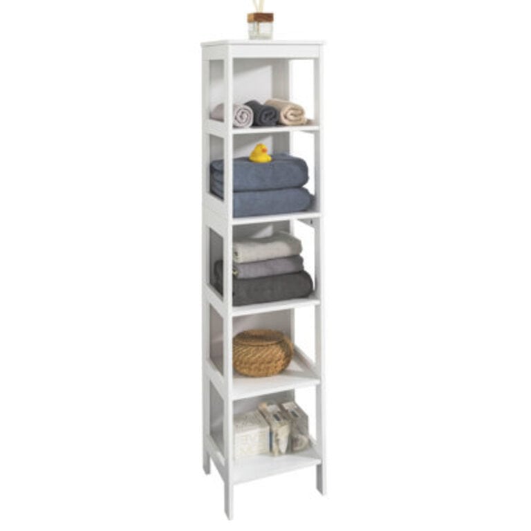 Katesha 11.8" W x 54.7" H x 11.8" D Free-Standing Bathroom Shelves