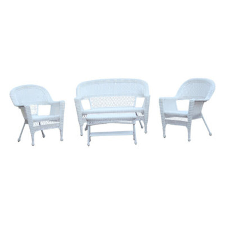 Cecilton 4 Piece Rattan Sofa Seating Group with Cushions Frame Color: White, Cushion Color: No Cushions