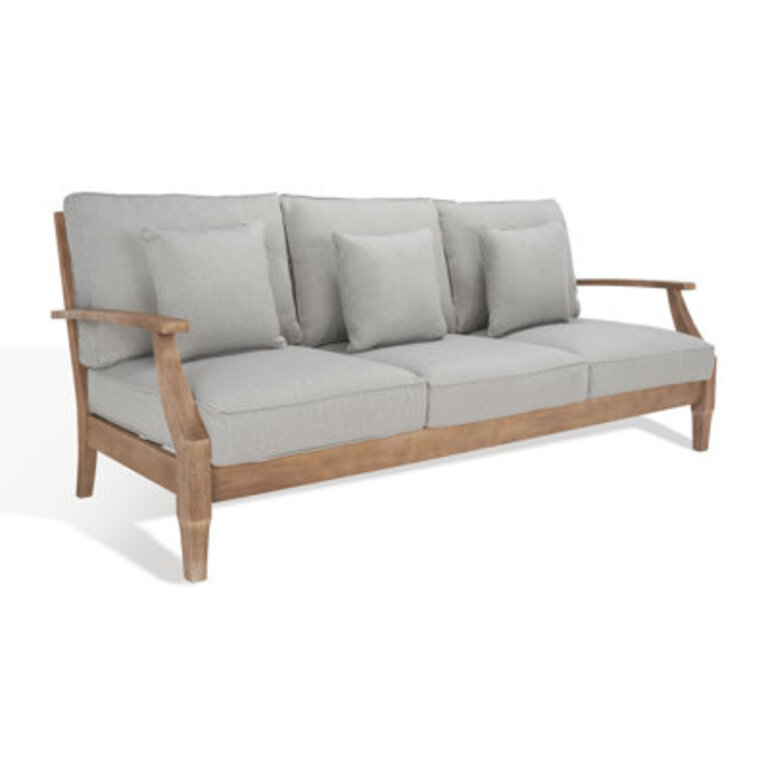 Samya 83'' Wide Outdoor Patio Sofa with Cushions Cushion Color: Gray, Frame Color: Natural
