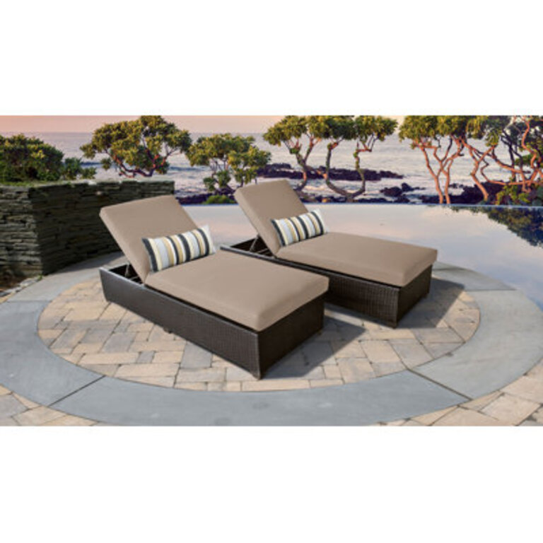 Fernando 87" Long Reclining Chaise Lounge Set with Cushions Cushion Color: Wheat Performance