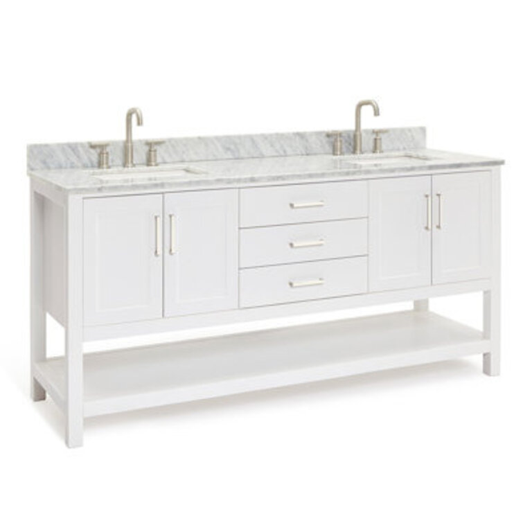 Akwasi 73" Double Bathroom Vanity Set Base Finish: White