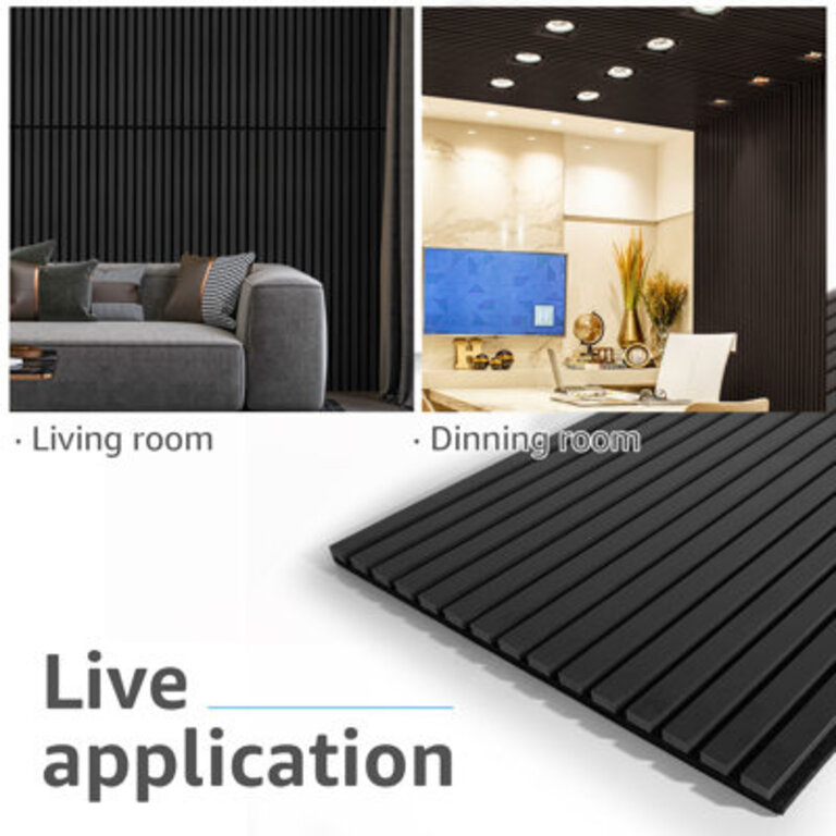 23.6" x 47.24" Acoustic Slat Wall Panels (Set of 4) Color: Matte Black