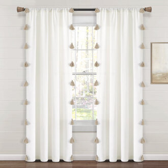 Cotton Blend Sheer Rod Pocket Curtain Panel Curtain Color: White/Neutral
