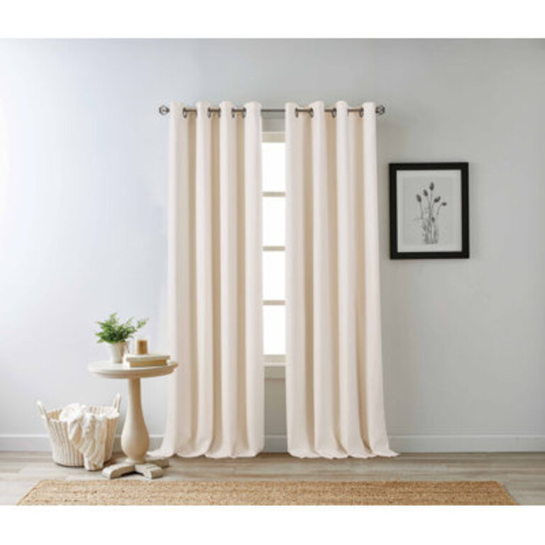 Polyester Blend Blackout Curtain Panel Curtain Color: Ivory, Size per Panel: 50" W x 63" L