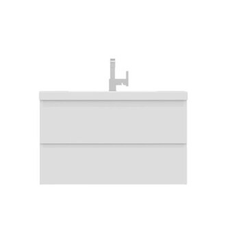 Esquina 42'' Wall-Mounted Bathroom Vanity with Solid Surface Top Base Finish: White