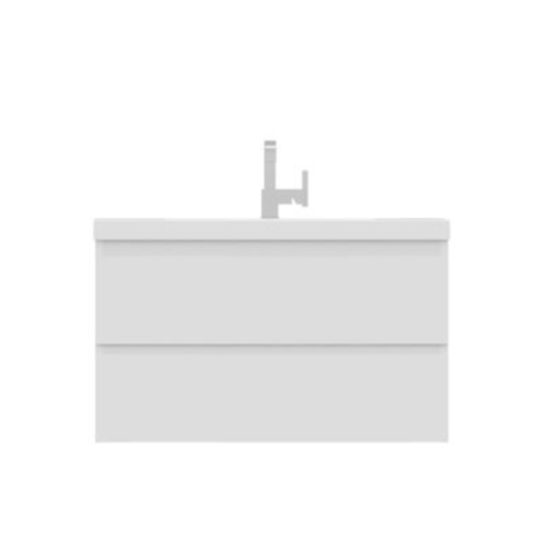 Esquina 42'' Wall-Mounted Bathroom Vanity with Solid Surface Top Base Finish: White