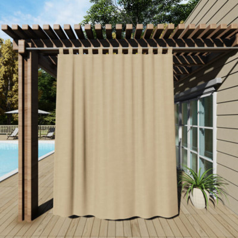 Dencho Solid Room Darkening Thermal Outdoor Tab Top Single Curtain Panel Size per Panel: 80" W x 84" L, Curtain Color: Beige