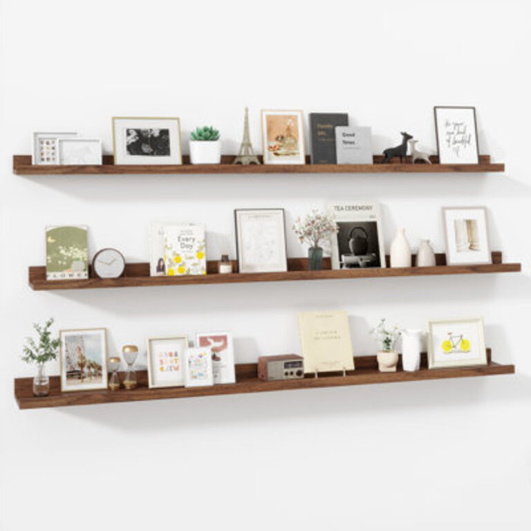 Floating Shelf for Bathroom,Living Room Size: 2" H x 56" W x 5" D, Color/Finish: Walnut