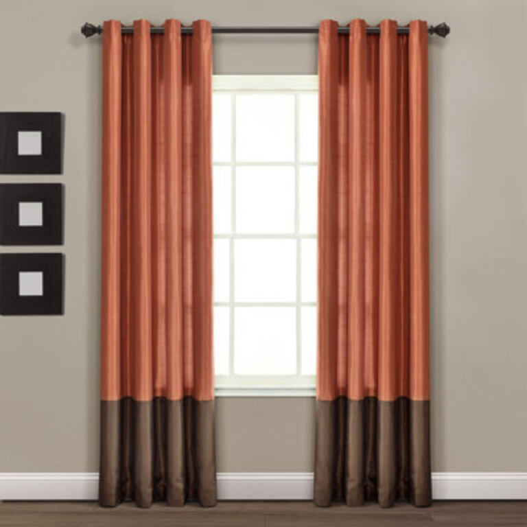 Semi-Sheer Curtain Panels Curtain Color: Brown, Size per Panel: 54"W x 95"L
