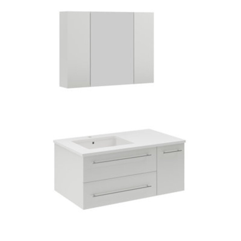 Lucera 36" Wall Mounted Single Sink Bathroom Vanity with Medicine Cabinet Base Finish: White, Hardware Finish: Brushed Nickel