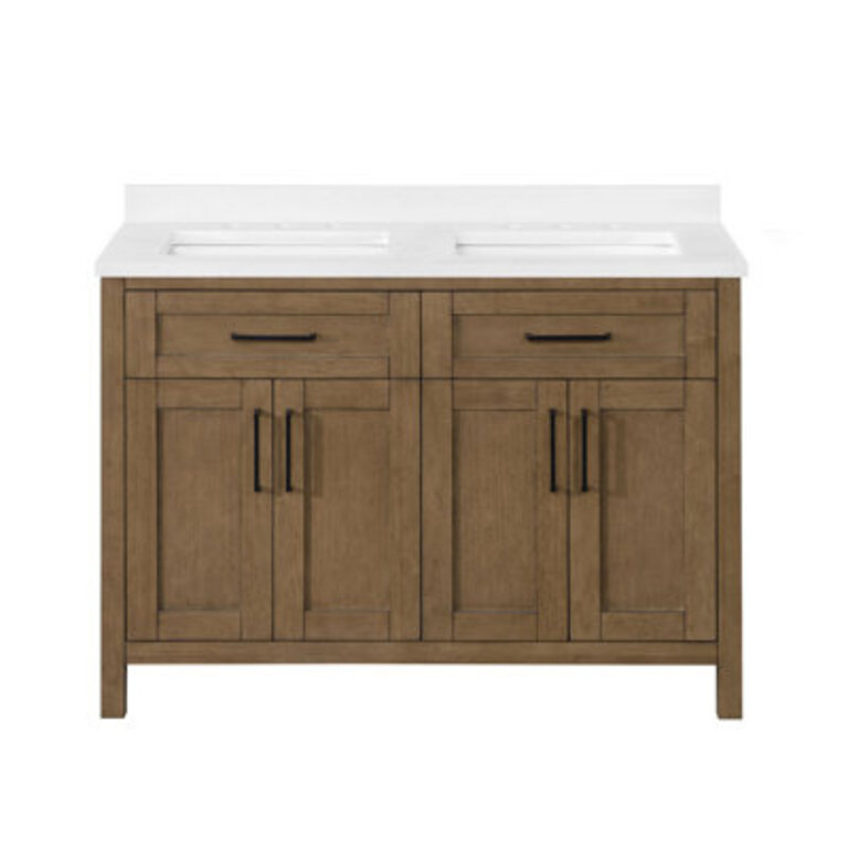Tahoe 48 In. Double Sink Bathroom Vanity In Brushed Almond Latte Base Finish: Almond Latte Brushed, Top Finish: Yves, Hardware Finish: Matte Black