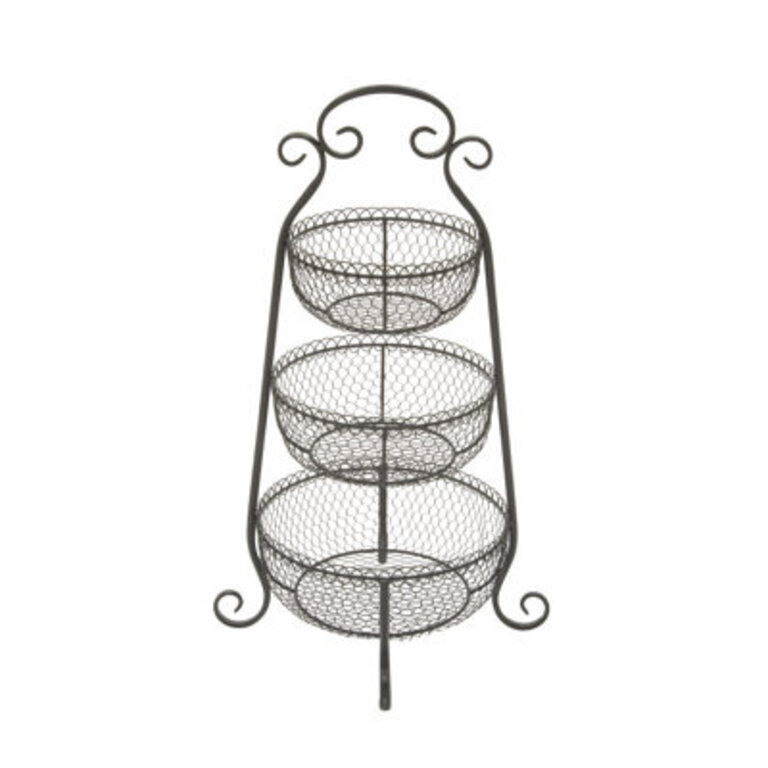 3 Tier Metal/Wire Basket Color: Black