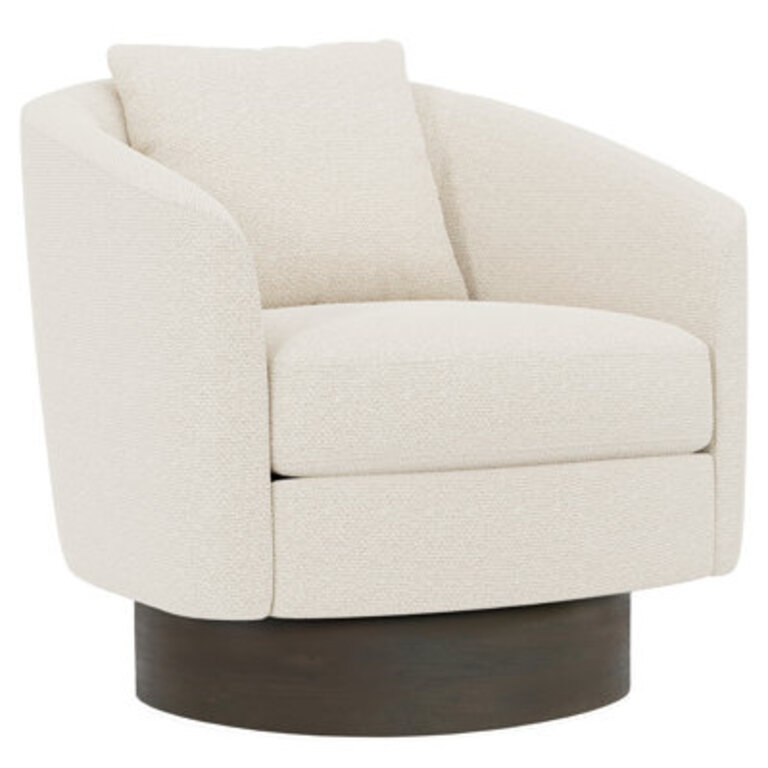 Camino Upholstered Swivel Barrel Chair Body Fabric: Cream Rayon/Viscose