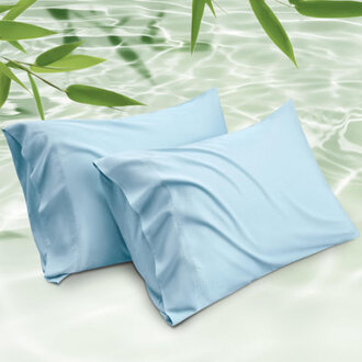 Bedsure Cooling Pillow Cases 2 Pack, Rayon Derived From Bamboo Cooling Pillowcase For Hot Sleepers, Soft & Silky Pillow Covers With Envelope Closure, Gifts Color/Pattern: Aqua Blue, Size: Standard