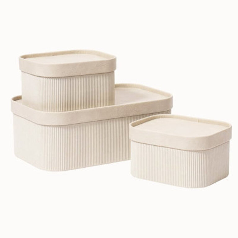 Light Gray Decorative Storage Boxes With Lids, Set of 3