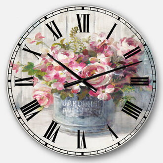 Maison Des Fleurs III - Farmhouse Wall Clock Size: Oversized