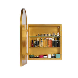 36"H X 24"W Medicine Cabinet With Arch Mirror Finish: Gold