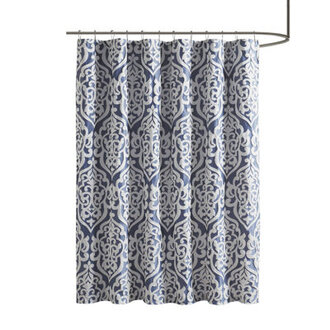 Odette Jacquard Shower Curtain Color: Navy/Silver