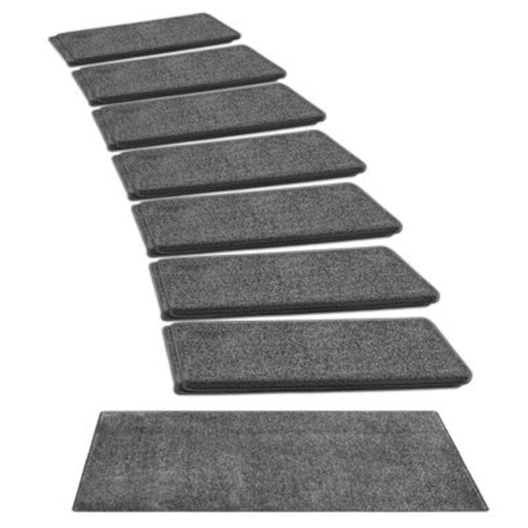 Kayella Non-Slip Indoor Stair Tread Set with Landing Mat Color: Dark Gray