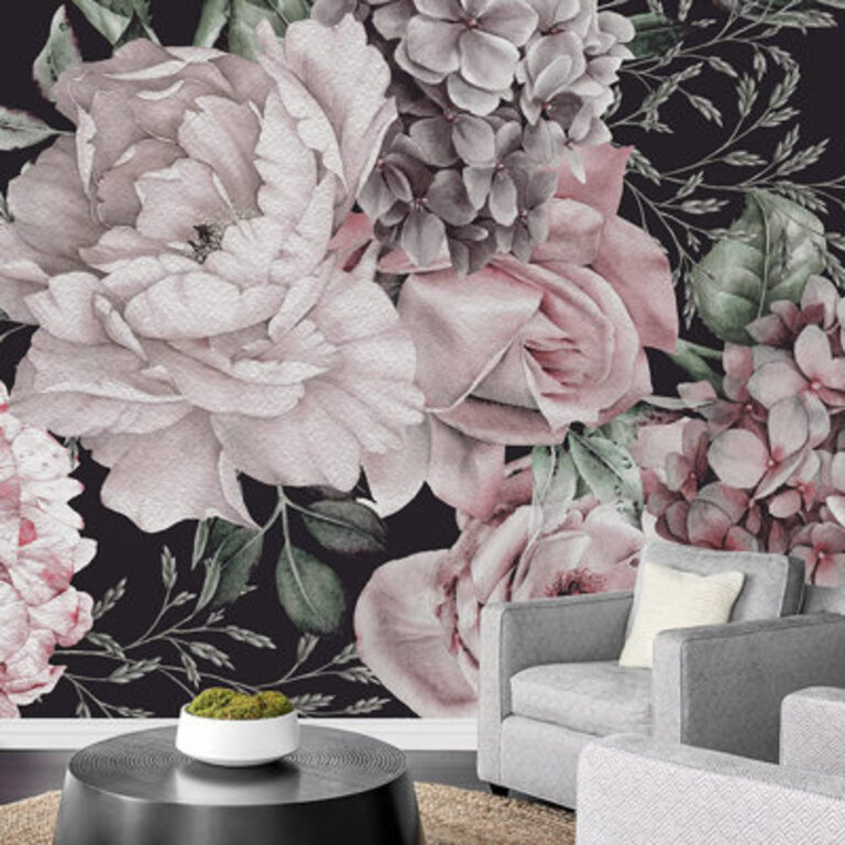 Retro Vintage Rose Flower Collage Paintable Wall Mural Size: 100" L x 144" W
