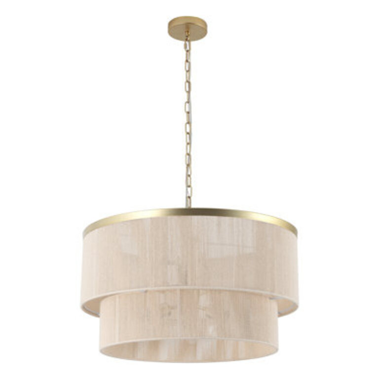 24" 6-Light Dimmable Drum Chandelier Finish: Gold, Shade Color: Beige