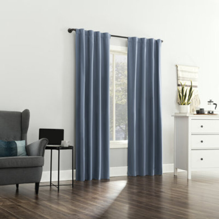 Wayfair Basics® Thermal Blackout Back Tab/Rod Pocket Curtain Panel Curtain Color: Denim Blue, Size per Panel: 40" W x 84" L