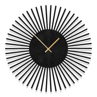 Large Metal Silent Wall Clock Round Sun Rays Antique Wall Hangings Sculpture Home Decor Living Room Color: Black, Size: Small