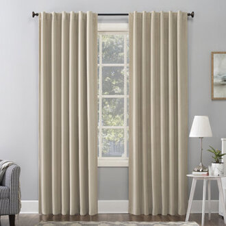 Velvet Noise Reducing Thermal Extreme 100% Blackout Back Tab Curtain Panel Size per Panel: 50" W x 96" L, Curtain Color: Ecru