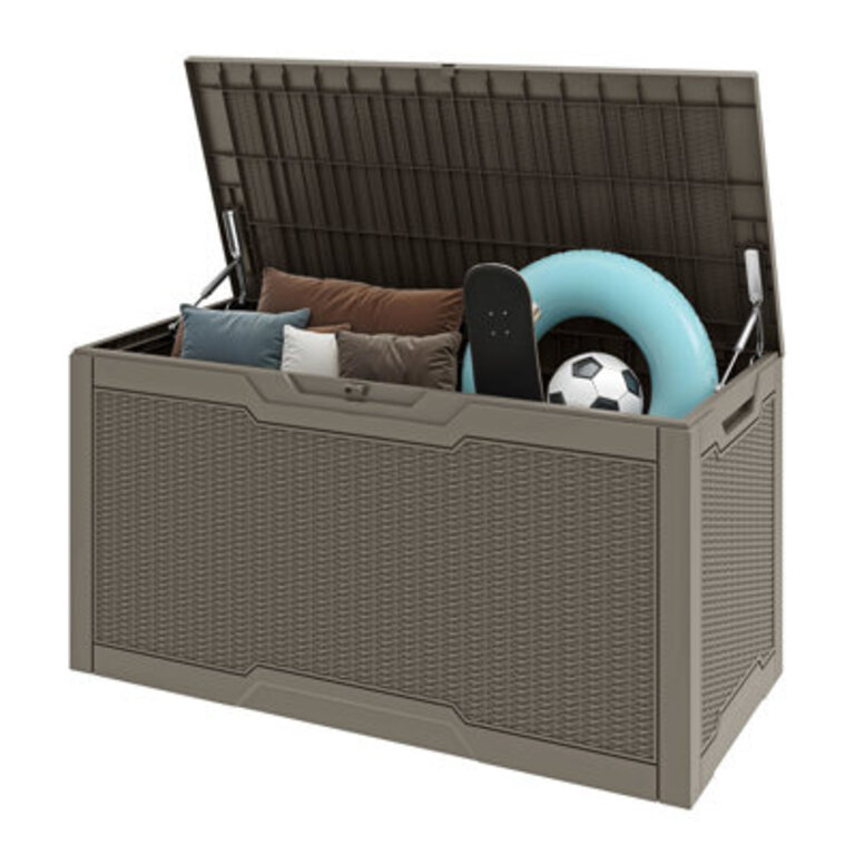 Quartey 100 Gallons Water Resistant Resin Lockable Deck Box with Cushion Color: Light Taupe